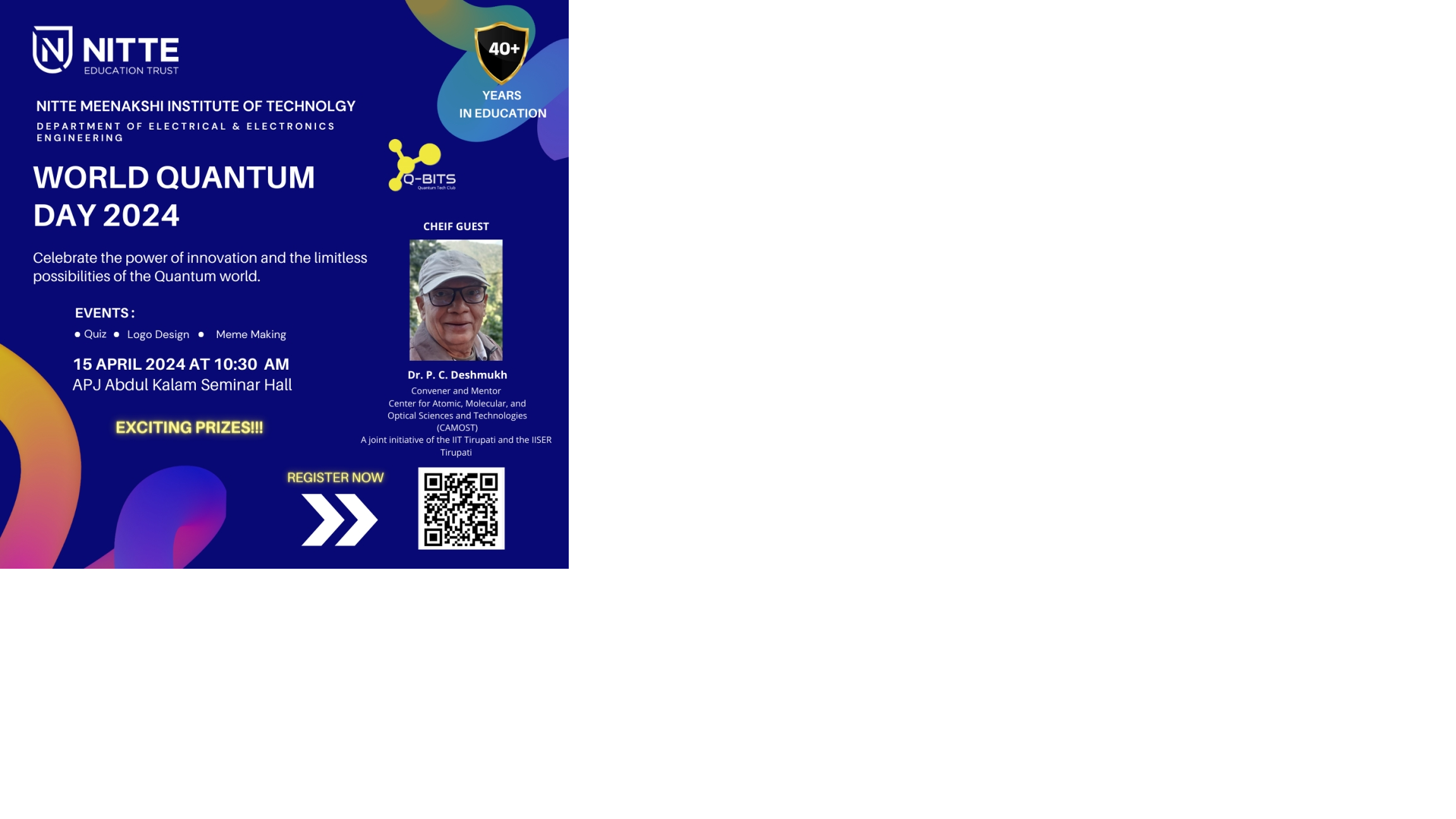 Quantum Day Celebration at Dept of EEE, Nitte Meenakshi Institute of Technology, Bengaluru, KA, India on 15-Apr alt