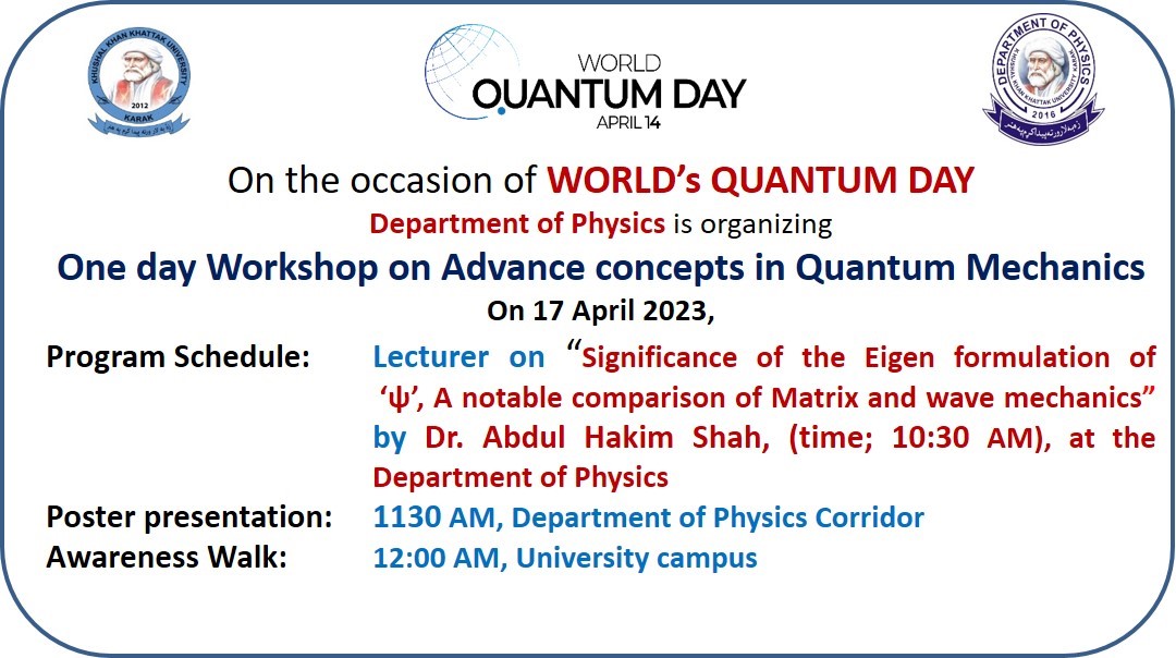 One day Workshop on Advance concepts in Quantum Mechanics alt