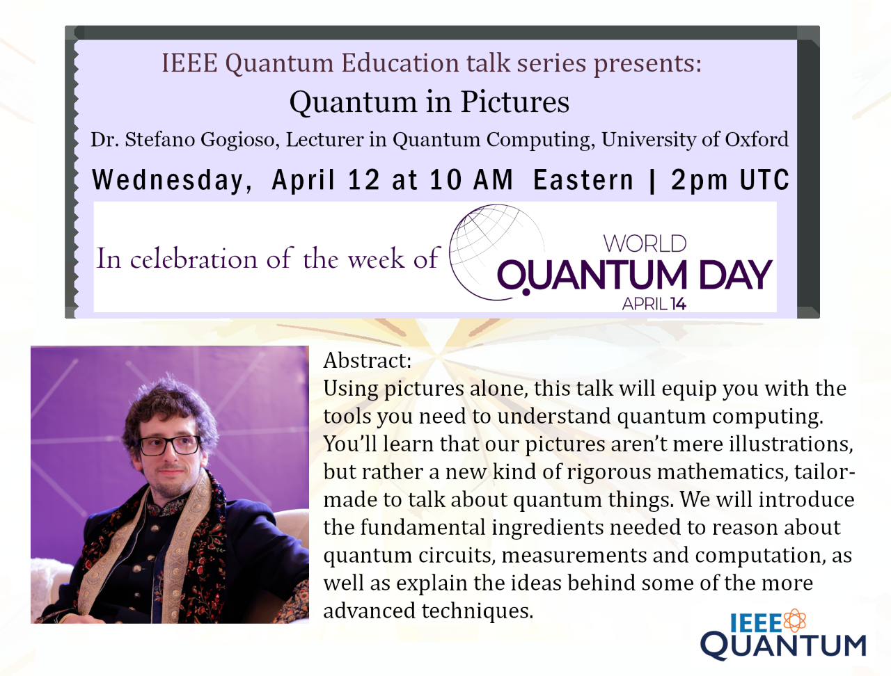 Quantum in Pictures talk as part of the IEEE Quantum Education talk series alt