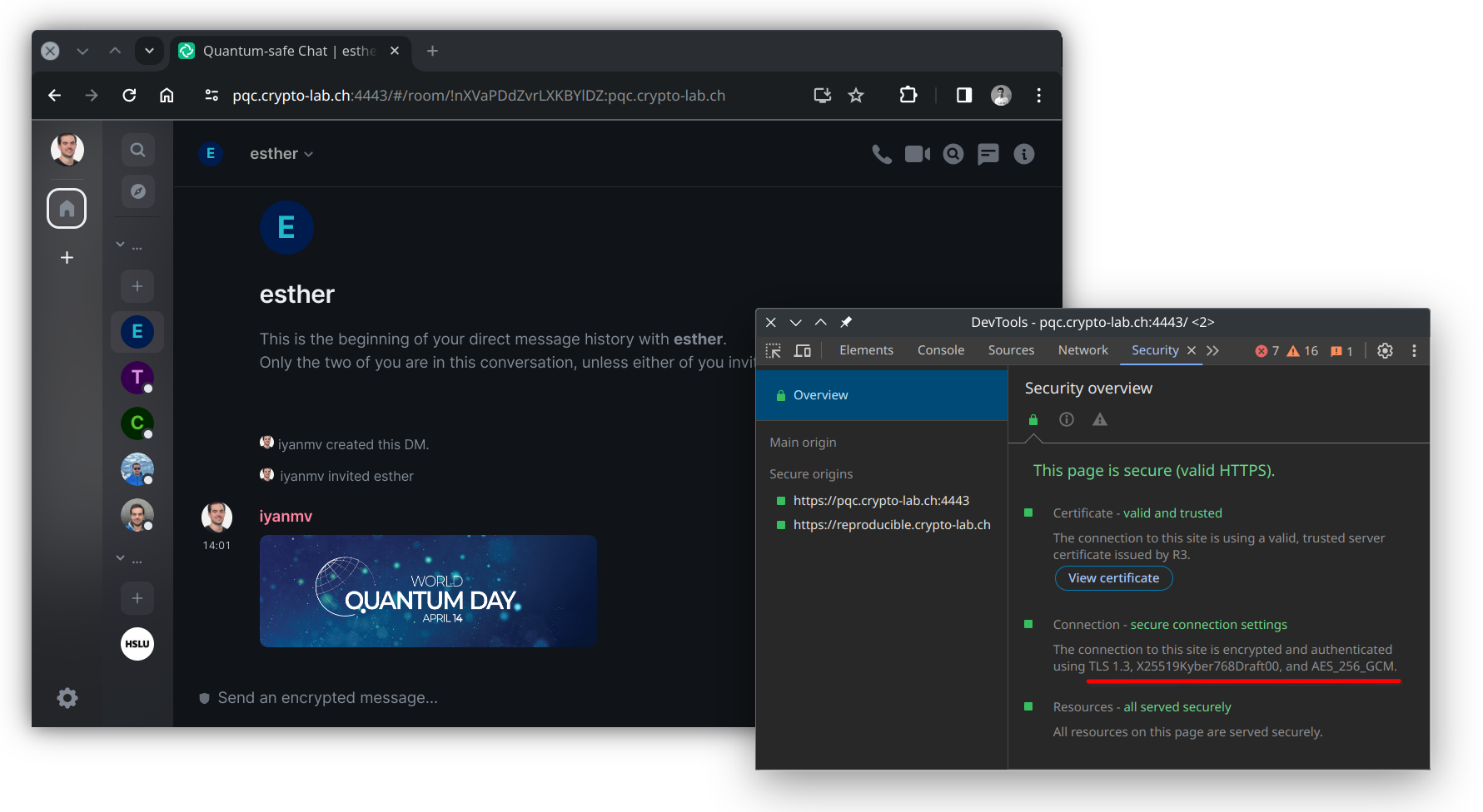 Quantum Safe Connection between Lucerne University of Applied Sciences and Arts and University of Applied Sciences and Arts Northwestern Switzerland alt