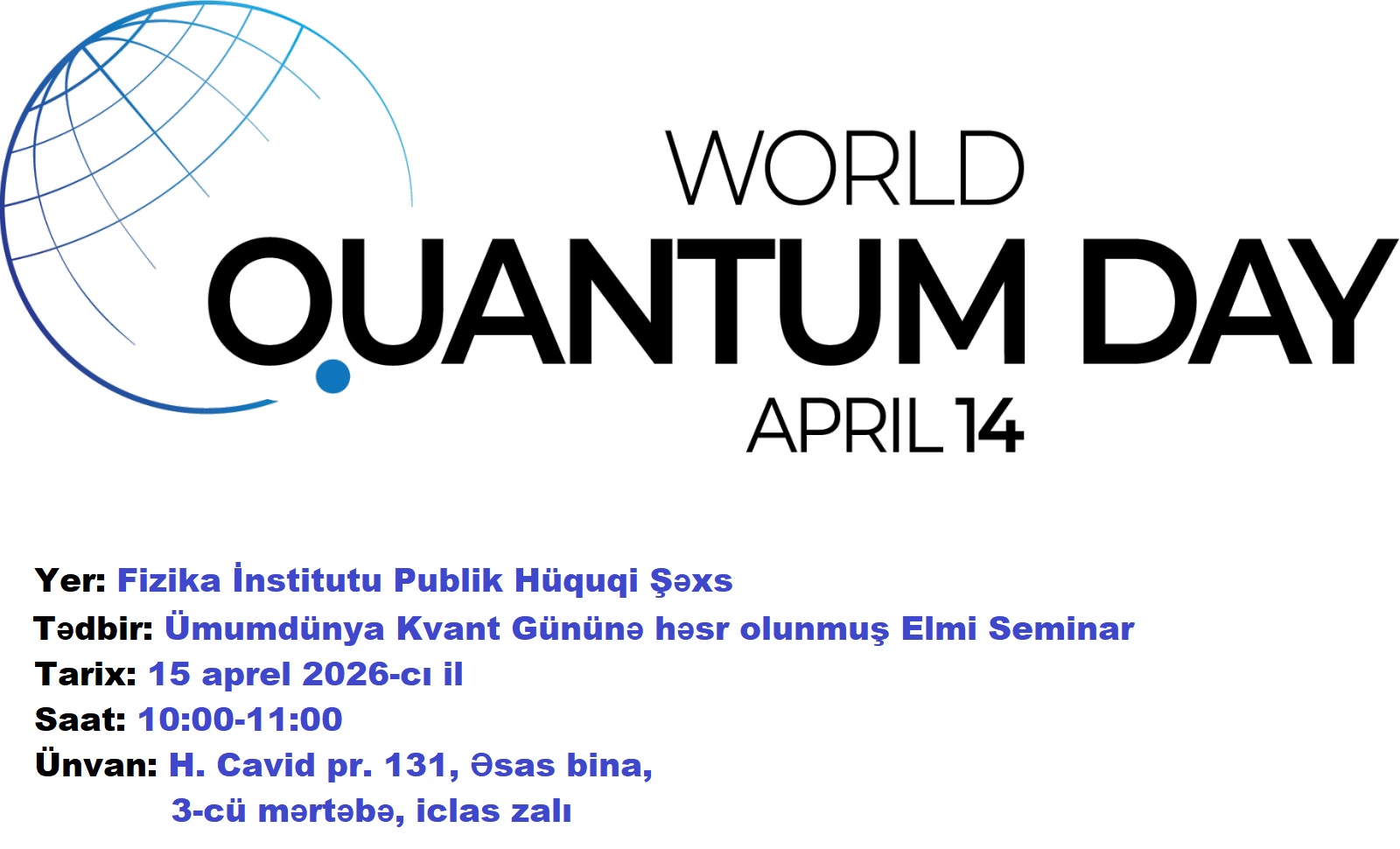 Research Seminar of the Baku Institute of Physics devoted to WQD 2026 alt